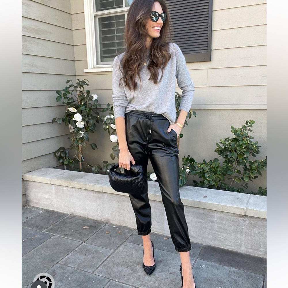 PAIGE Viviette Faux Leather Jogger in Black